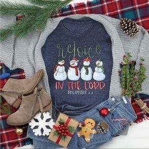 Love in Faith Rejoice in The Lord Medium shirt- Snowman